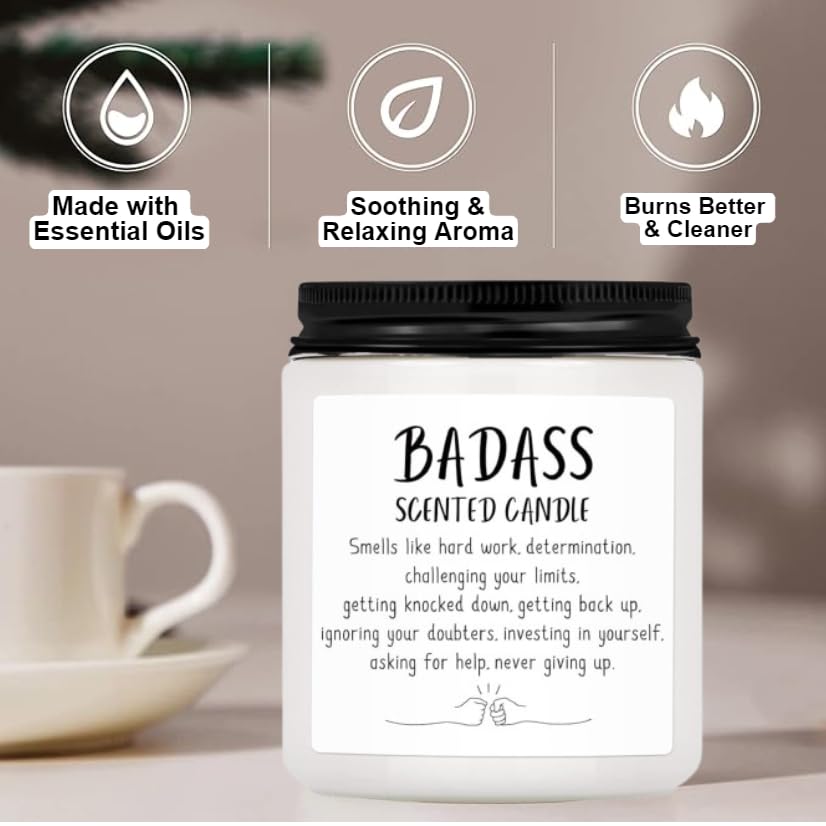 Congratulations Gifts for Women Men, Inspirational Gifts for Women or Men, Friends Coworkers, Birthday Gifts for her Boss Lady, New Job, Promotion Gifts for Women Men, 10oz Badass Scented Candle - Image 3