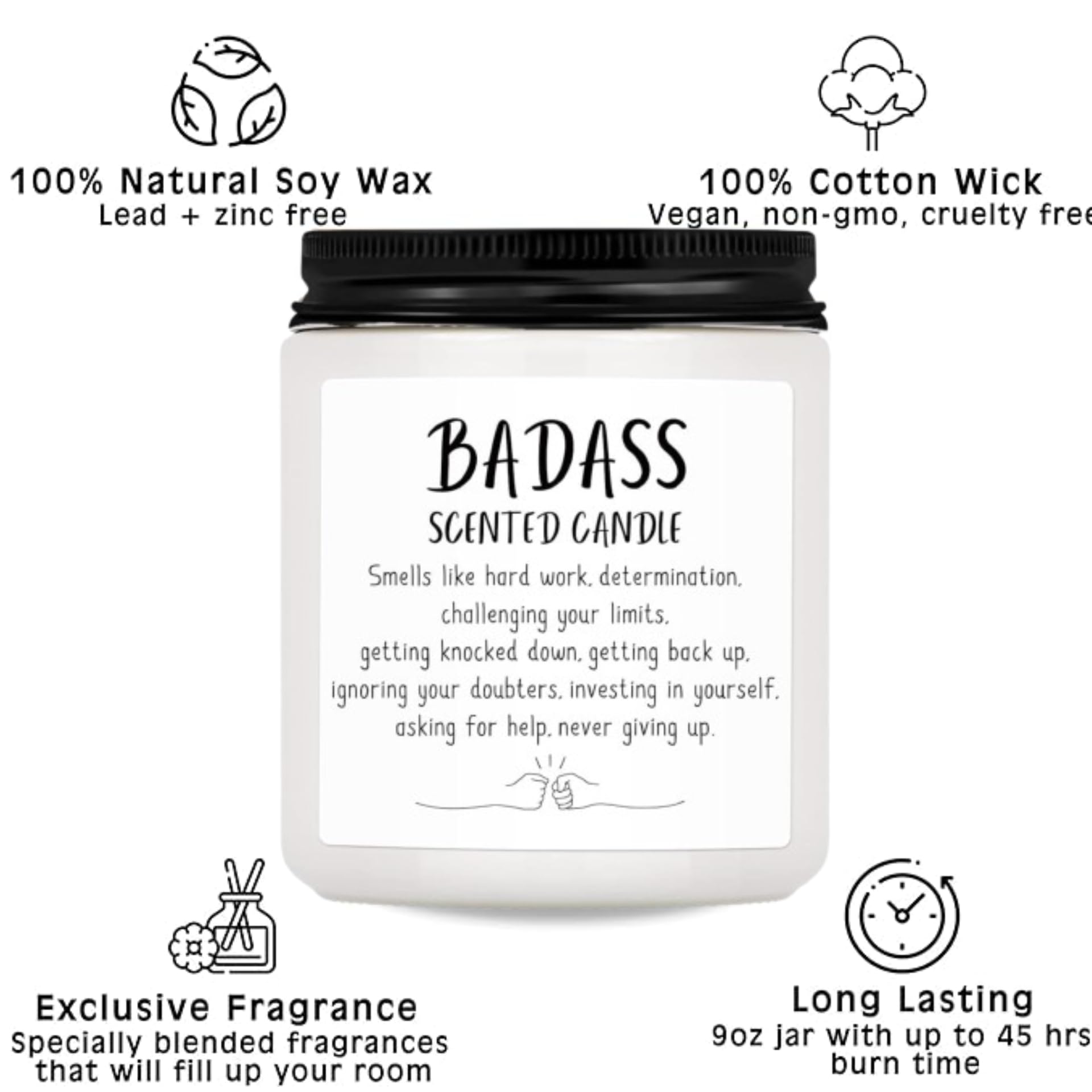 Congratulations Gifts for Women Men, Inspirational Gifts for Women or Men, Friends Coworkers, Birthday Gifts for her Boss Lady, New Job, Promotion Gifts for Women Men, 10oz Badass Scented Candle - Image 5