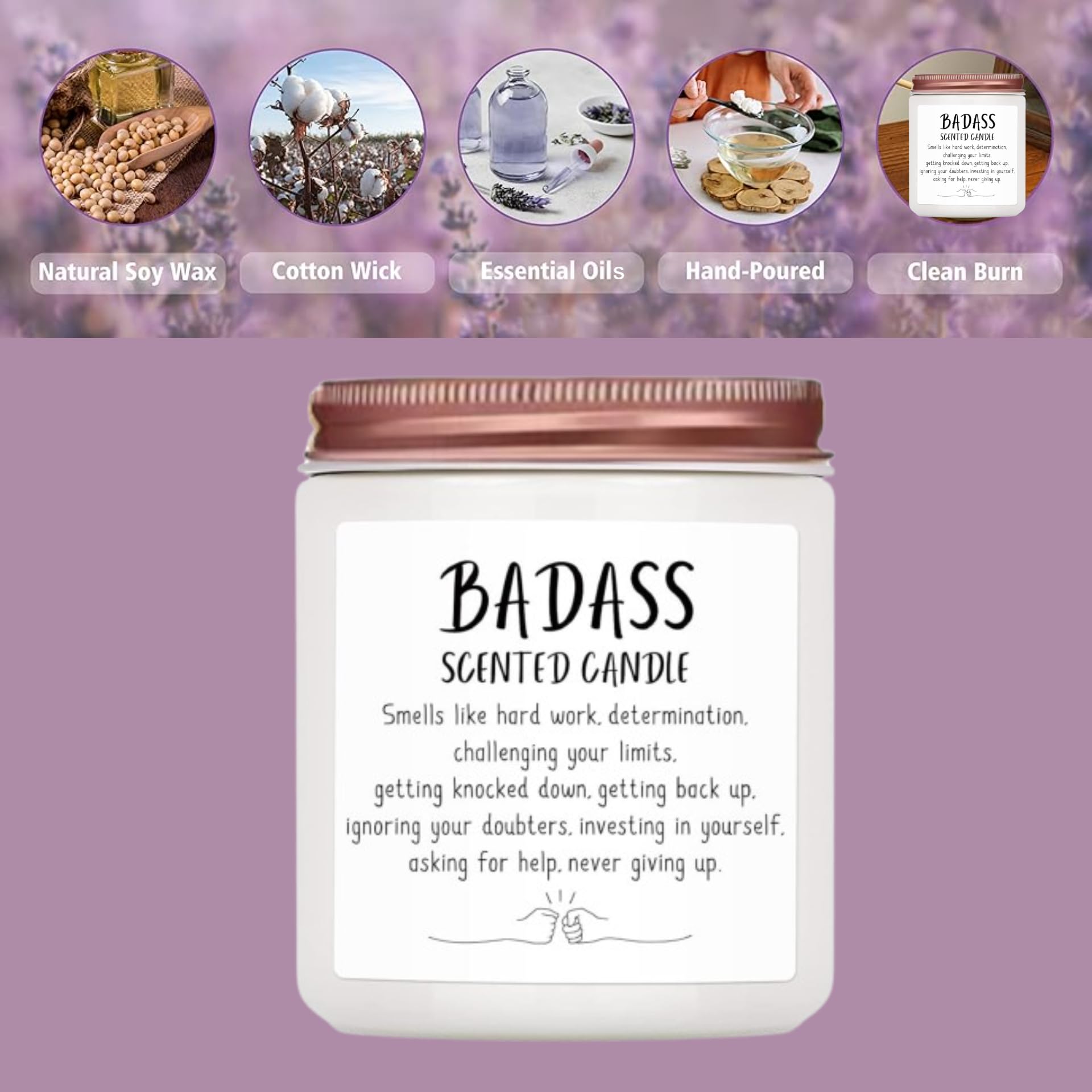 Congratulations Gifts for Women Men, Inspirational Gifts for Women or Men, Friends Coworkers, Birthday Gifts for her Boss Lady, New Job, Promotion Gifts for Women Men,10oz Badass Scented Candle - Image 5