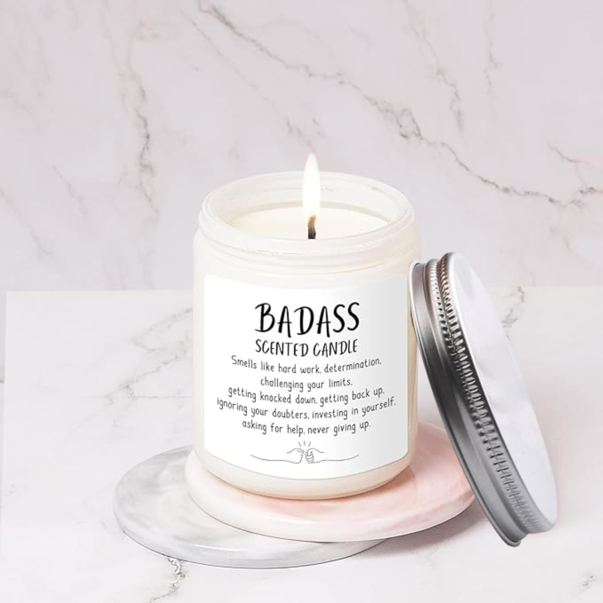 Congratulations Gifts for Women Men, Inspirational Gifts for Women or Men, Friends Coworkers, Birthday Gifts for her Boss Lady, New Job, Promotion Gifts for Women Men, 10oz Badass Scented Candle - Image 4