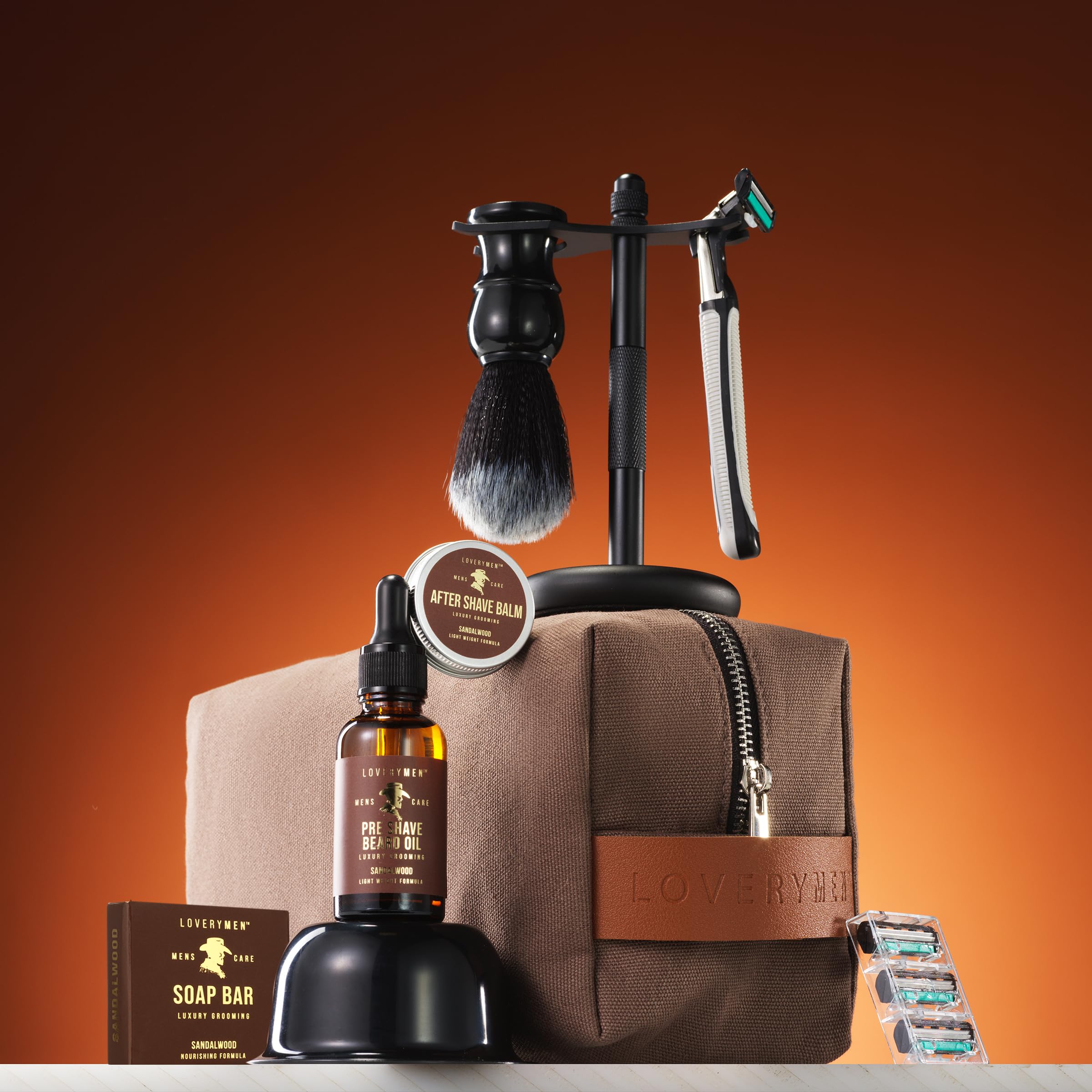 Deluxe Shaving Kit for Men, Gifts for Men, 17pc Shaving Brush Kit with Double Edge Safety Razor, Razor Blades, Sandalwood Bar Soap, Preshave Beard Oil & More, Mens Beard Kit, Birthday Gift - Image 3