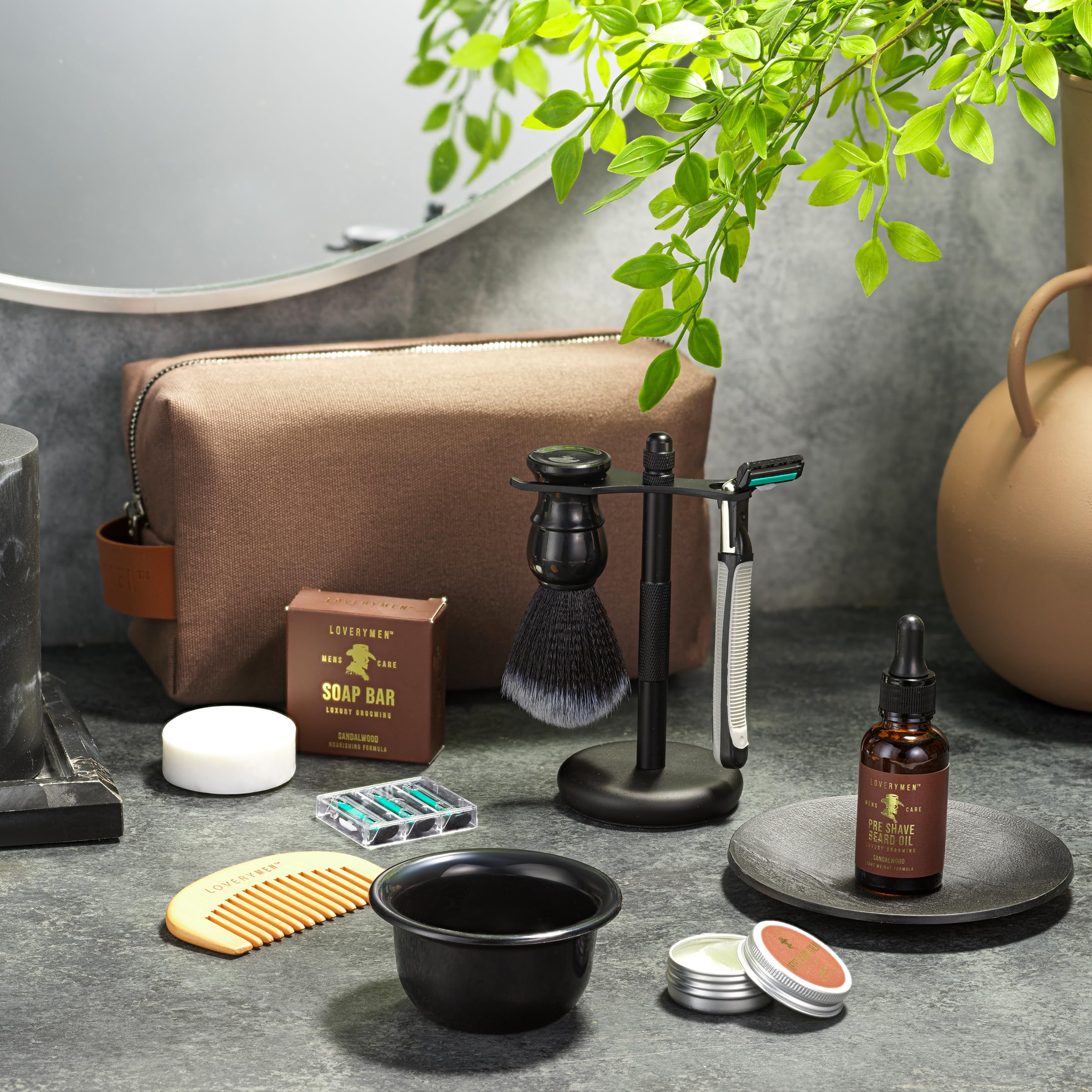 Deluxe Shaving Kit for Men, Gifts for Men, 17pc Shaving Brush Kit with Double Edge Safety Razor, Razor Blades, Sandalwood Bar Soap, Preshave Beard Oil & More, Mens Beard Kit, Birthday Gift - Image 5