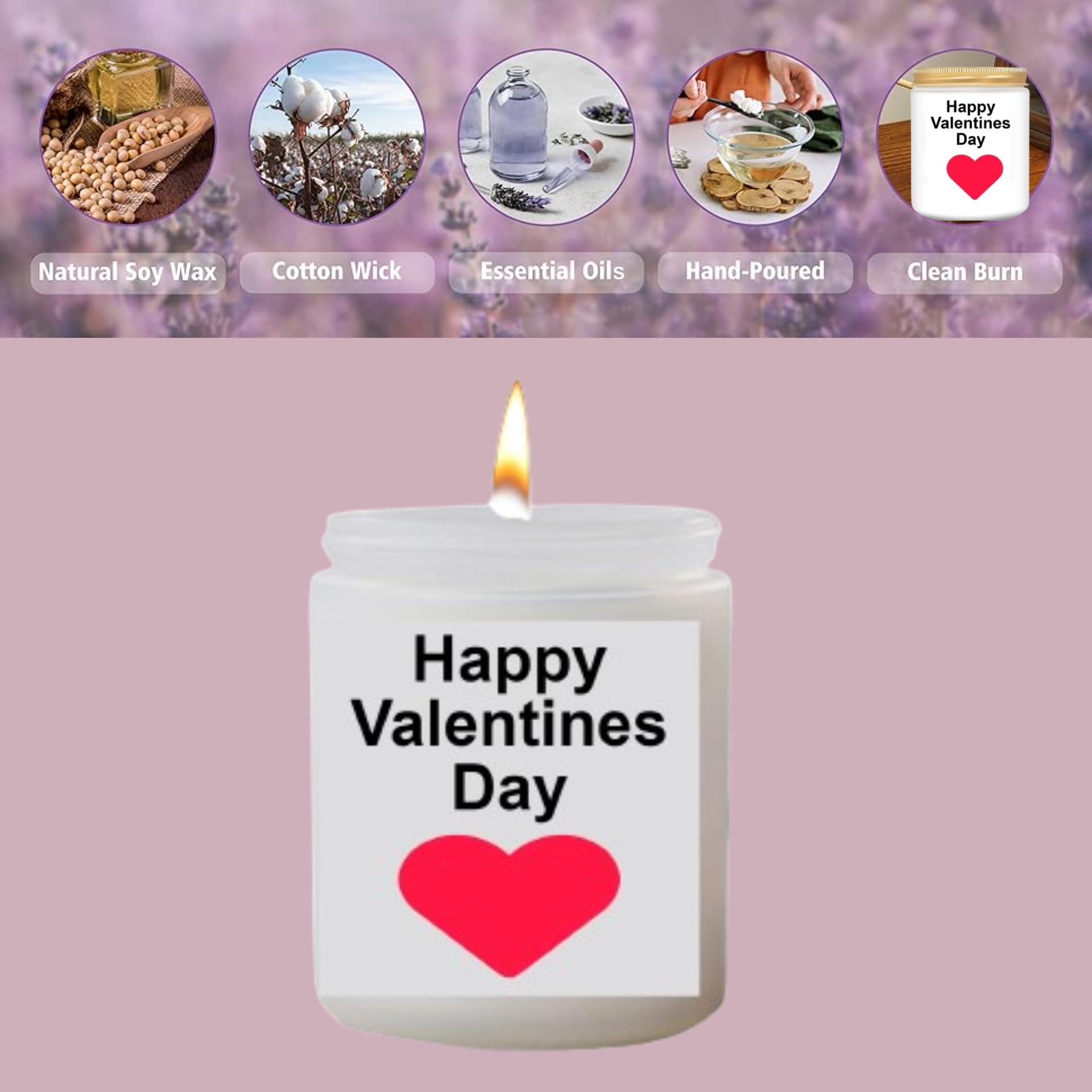 Valentine's Day Gifts for Her - Love Heart Pendant Necklaces for Women, .925 Sterling Silver Pendant, Vanilla Scented Soy Candle & Pouch, Luxury Jewelry for Women Mom Girlfriend Friend Sister - Image 6